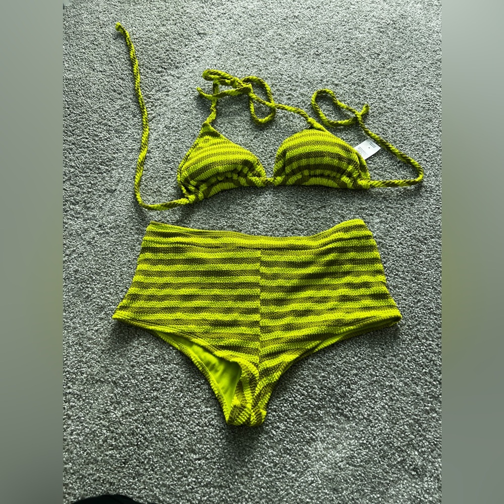Green striped boy short bikini